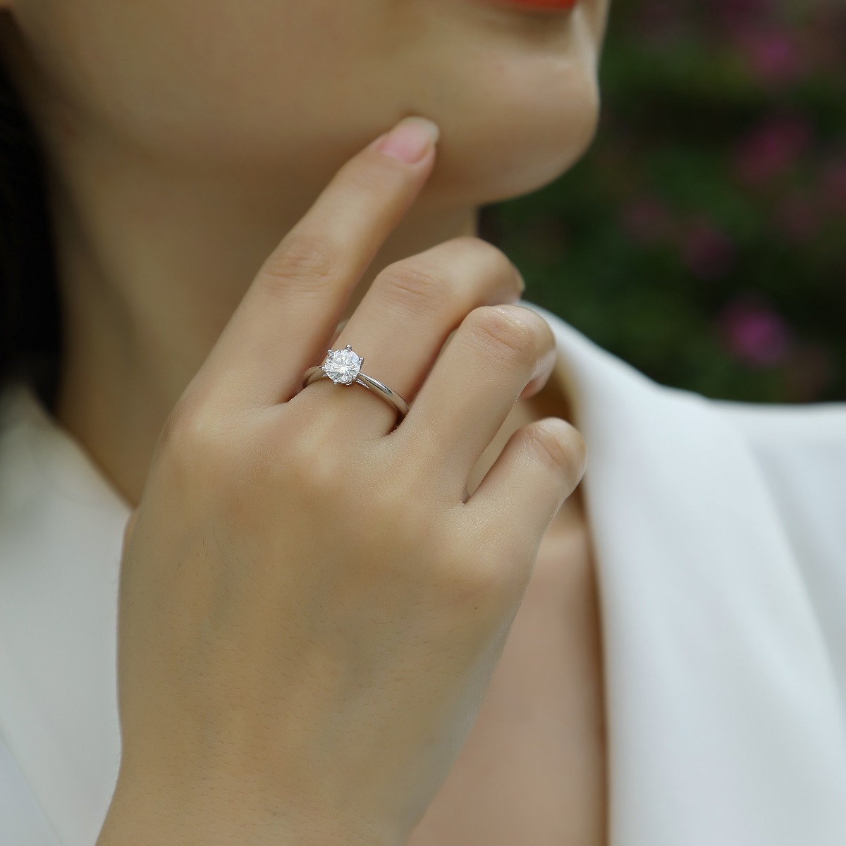 Women's Elegant S925 Silver Moissanite Couple's Ring, Wedding Band